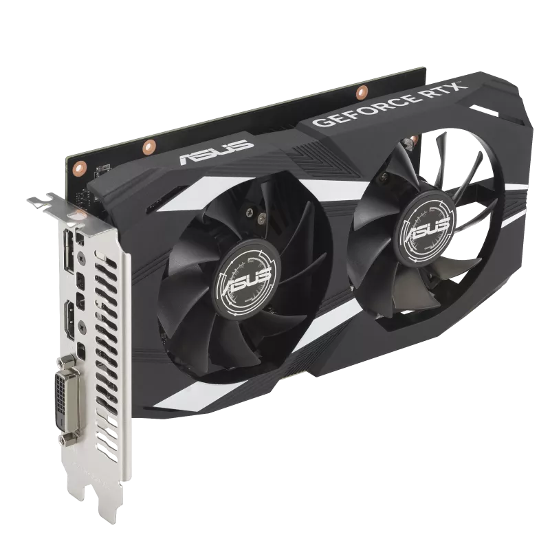 نمای کناری کارت گرافیک ایسوس Dual GeForce RTX 3050 6GB